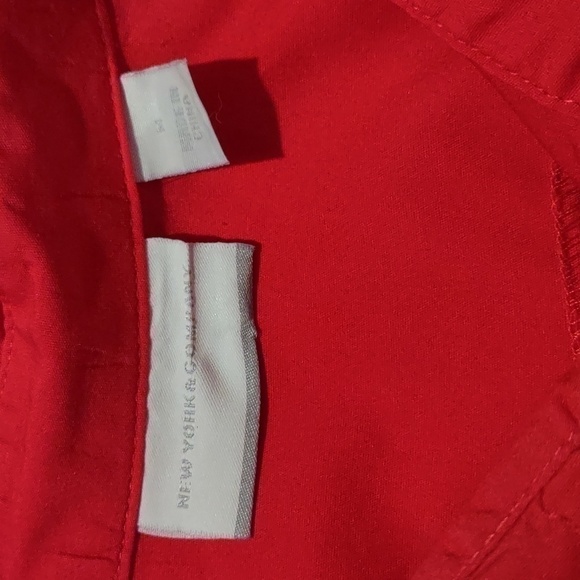 New York & Company Red Button Up Blouse - Picture 3 of 9
